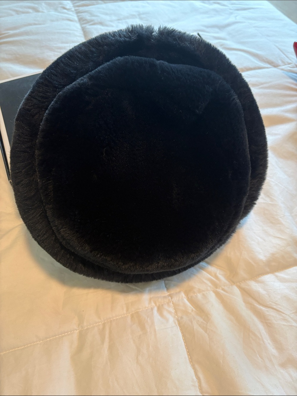 Black Faux Fur Bucket Hat
